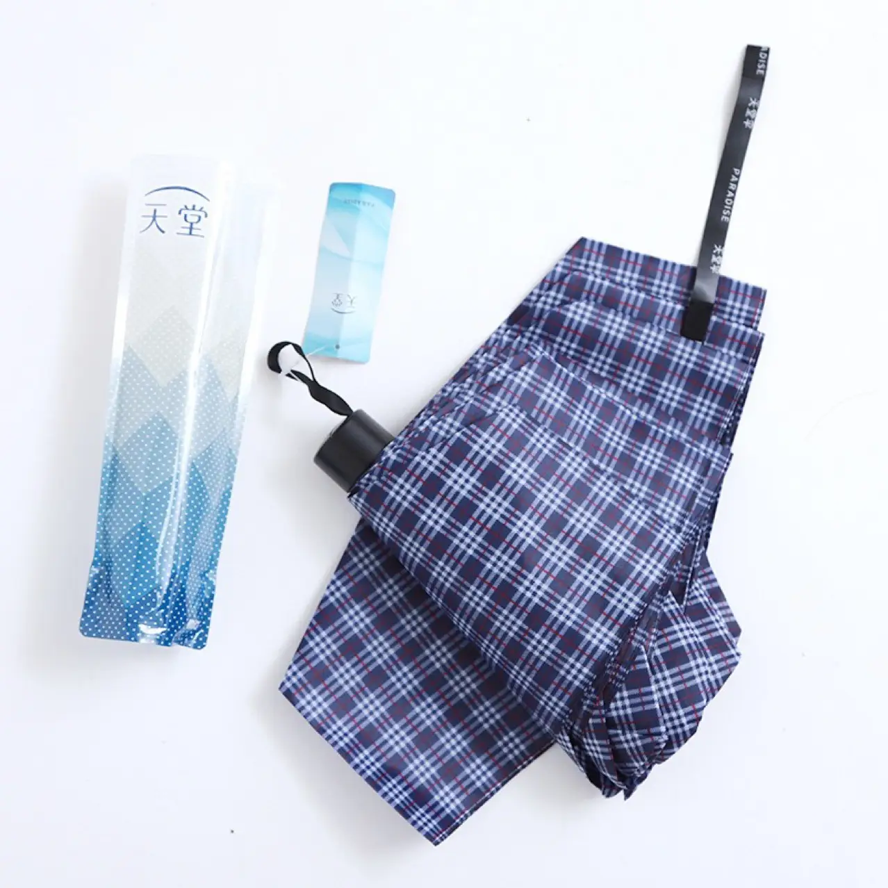 Paradise 339S Grid Umbrella Blue Checkered 3 Fold — feature 4