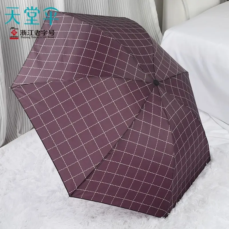 Paradise 339S Grid Umbrella Blue Checkered 3 Fold - Image 4