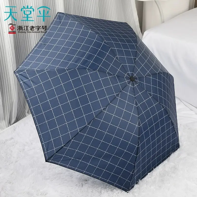 Paradise 339S Grid Umbrella Blue Checkered 3 Fold - Image 6