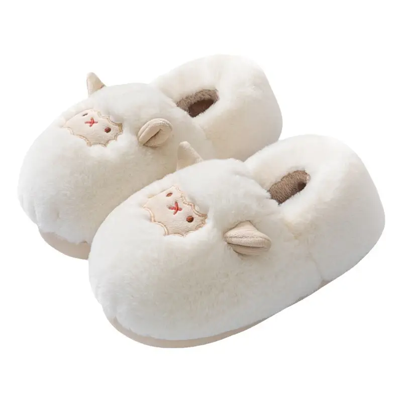 Cute little sheep plush cotton slippers women's winter home bag heel warm thickened cotton slippers fleece-lined in stock - Image 6