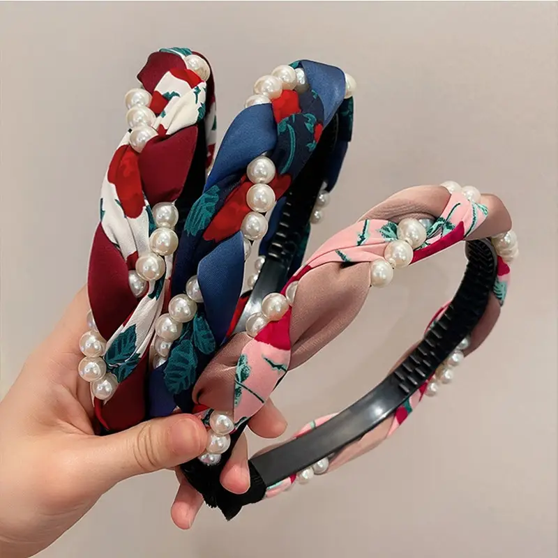 Women's Korean Pearl Twist Headband Set - Image 6