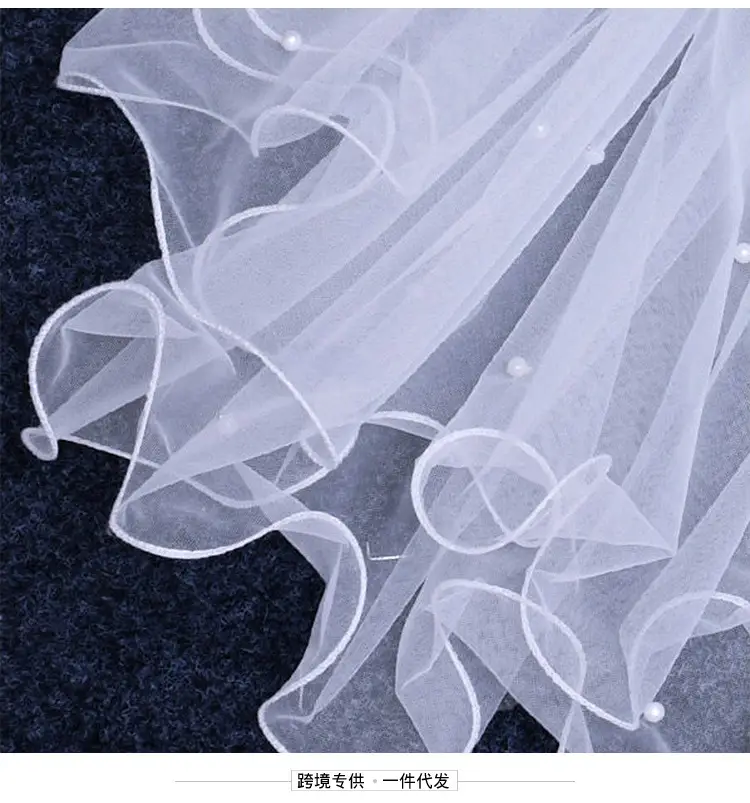Double Layer Pearl Bow Veil Bridal Wedding Accessory — feature 6
