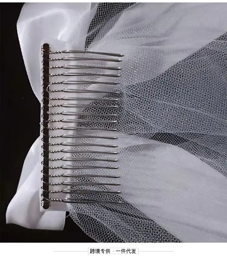 Double Layer Pearl Bow Veil Bridal Wedding Accessory — feature 9