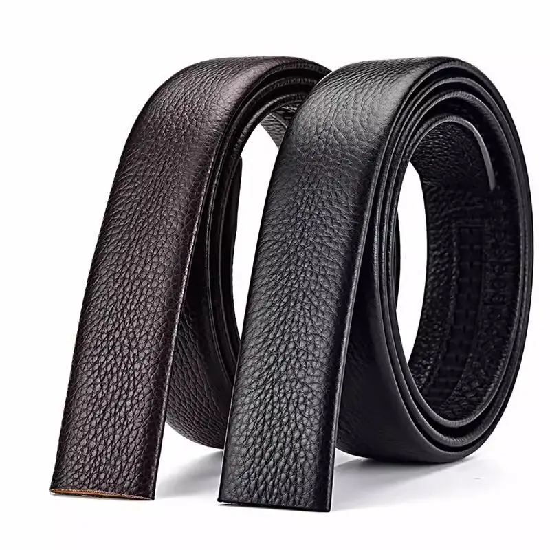 Men's Black Top Grain Leather Belt 3.5mm Buckle - Image 5