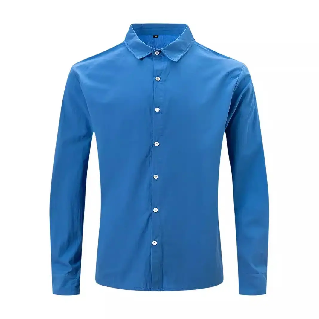 Men's Navy Blue Slim Fit Button Down Shirt - Image 11