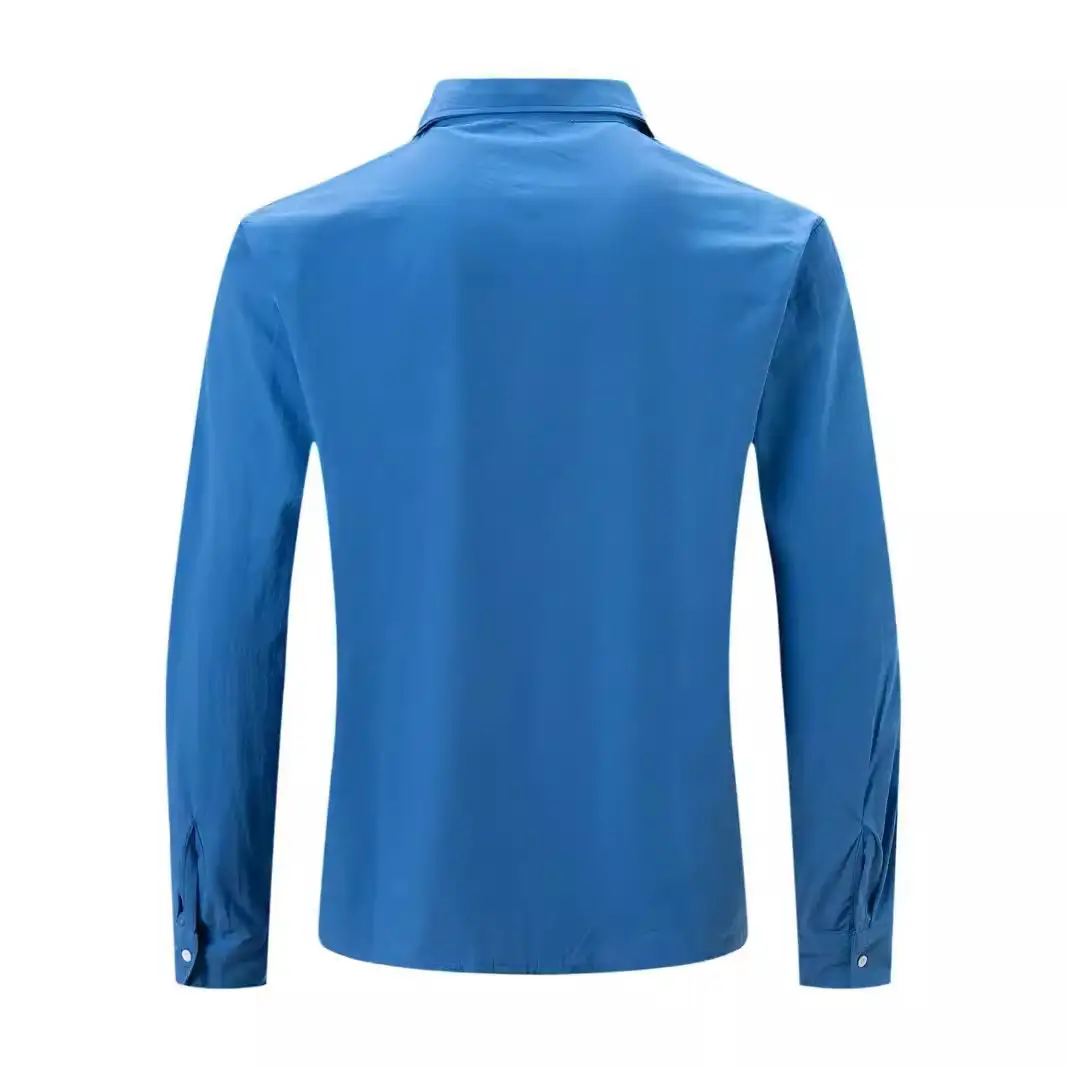 Men's Navy Blue Slim Fit Button Down Shirt - Image 13