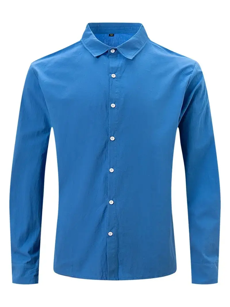 Men's Navy Blue Slim Fit Button Down Shirt — feature 3