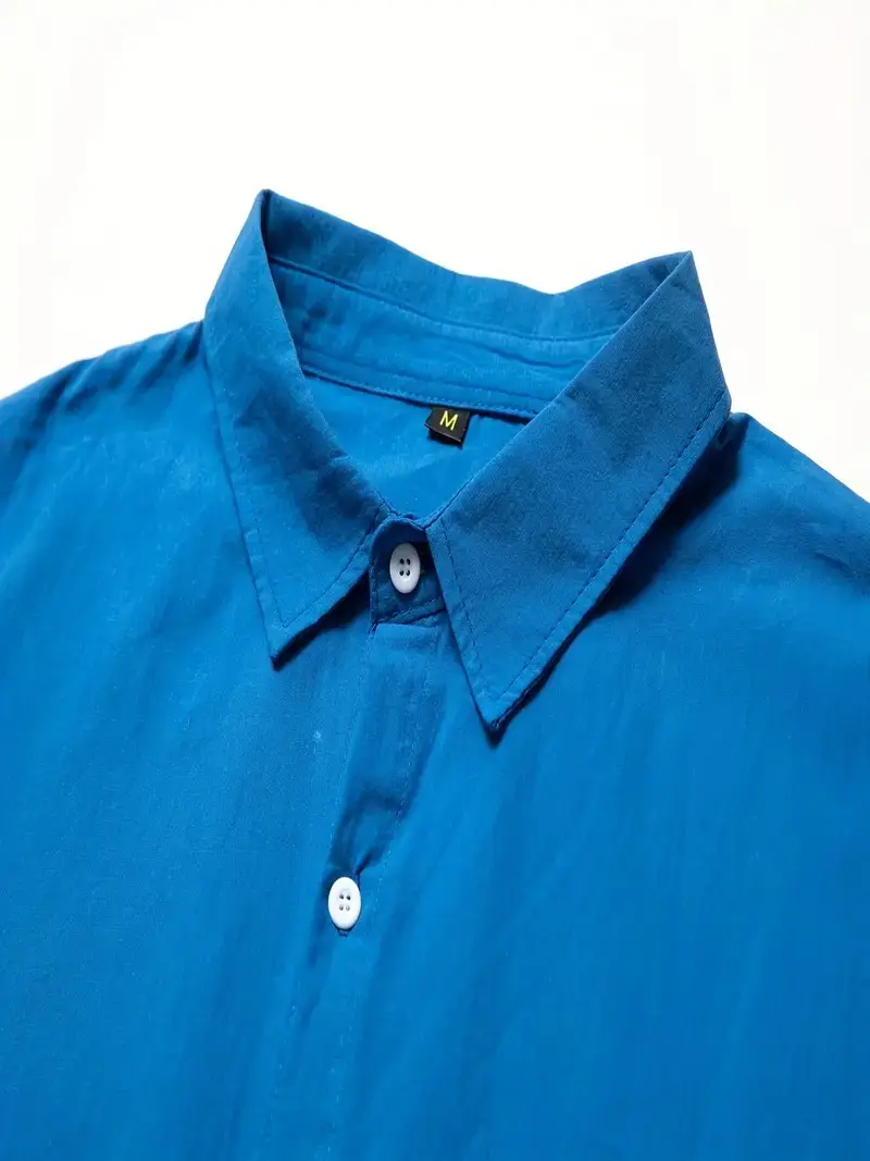 Men's Navy Blue Slim Fit Button Down Shirt — feature 5
