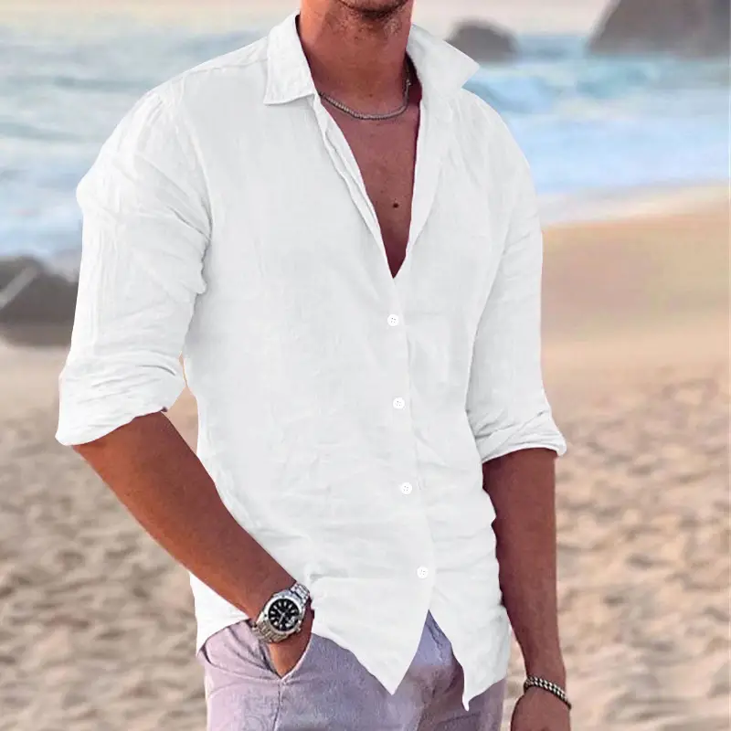 Men's Navy Blue Slim Fit Button Down Shirt — feature 6