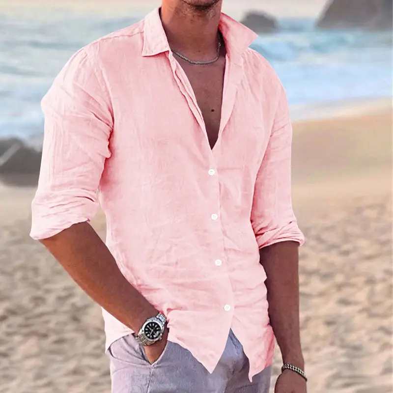 Men's Navy Blue Slim Fit Button Down Shirt - Image 4