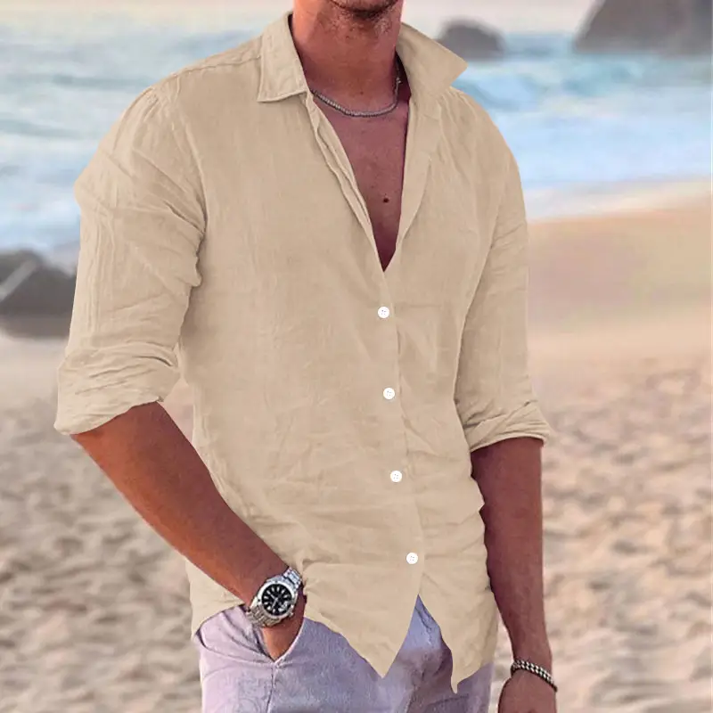 Men's Navy Blue Slim Fit Button Down Shirt - Image 6