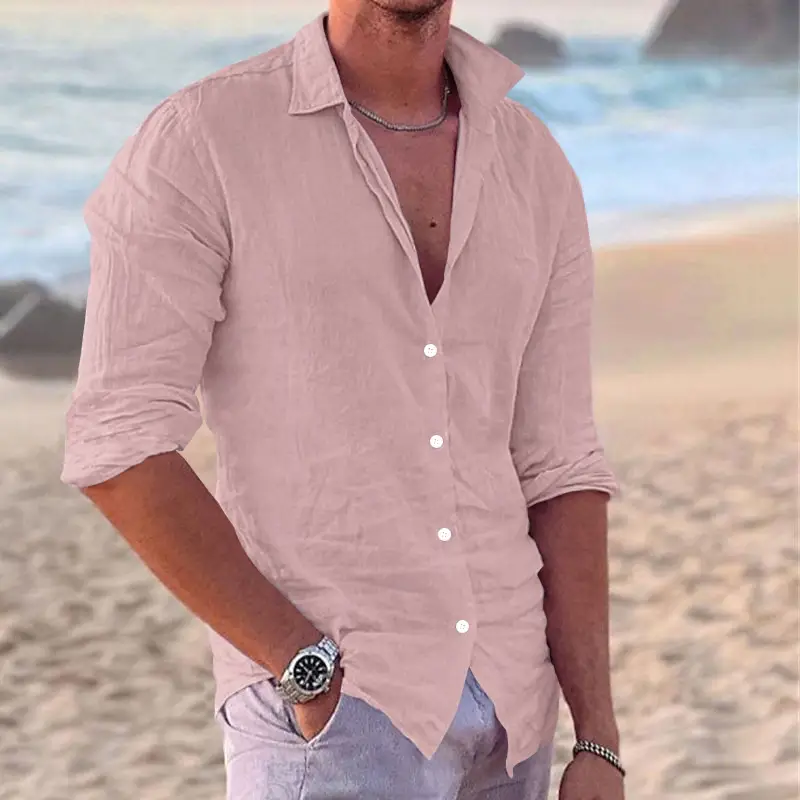Men's Navy Blue Slim Fit Button Down Shirt - Image 8