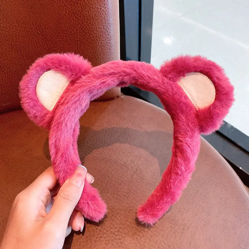 Plush Bear Ears Face Wash Headband Pink Winter 2022 — feature 10