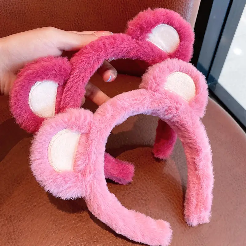 Plush Bear Ears Face Wash Headband Pink Winter 2022 — feature 5