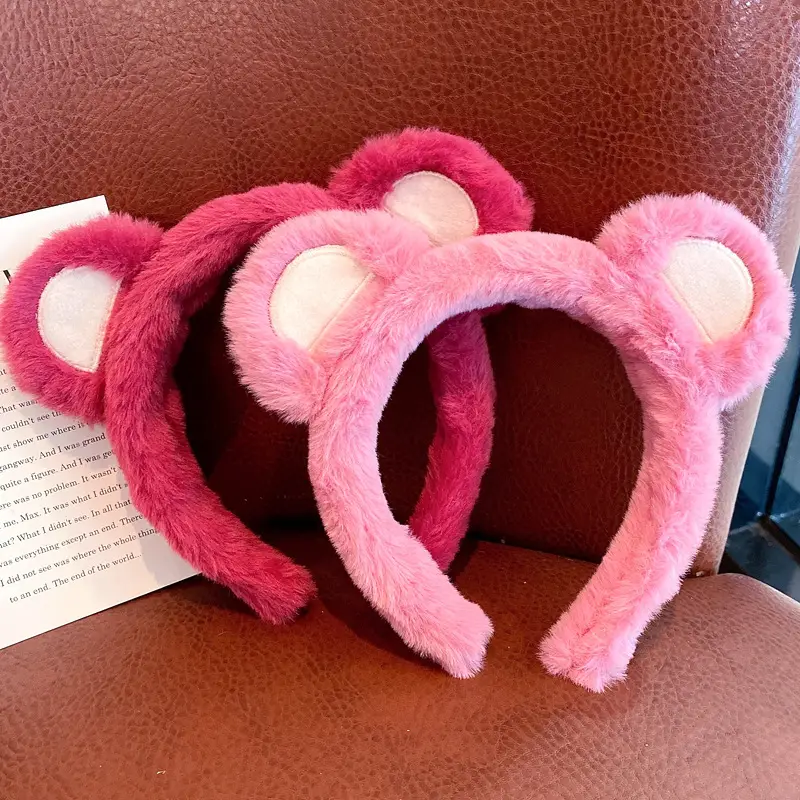 Plush Bear Ears Face Wash Headband Pink Winter 2022 — feature 7