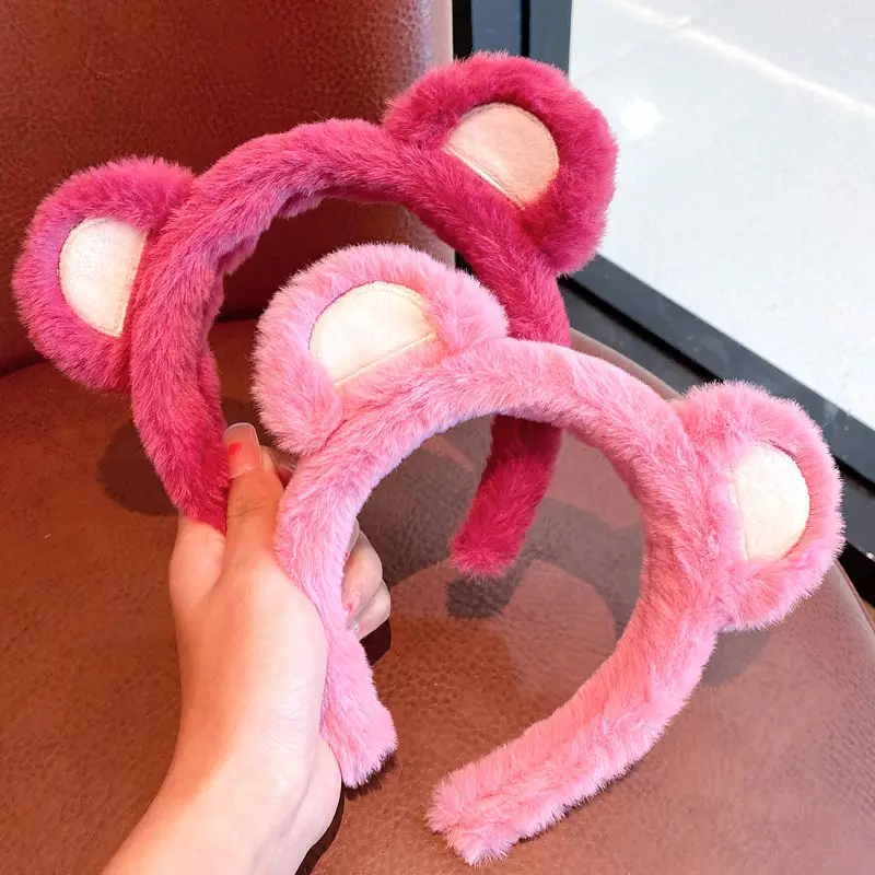 Plush Bear Ears Face Wash Headband Pink Winter 2022 — feature 9
