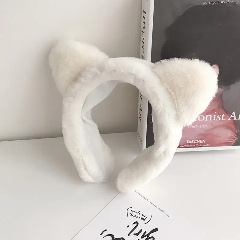 Plush Bear Ears Face Wash Headband Pink Winter 2022