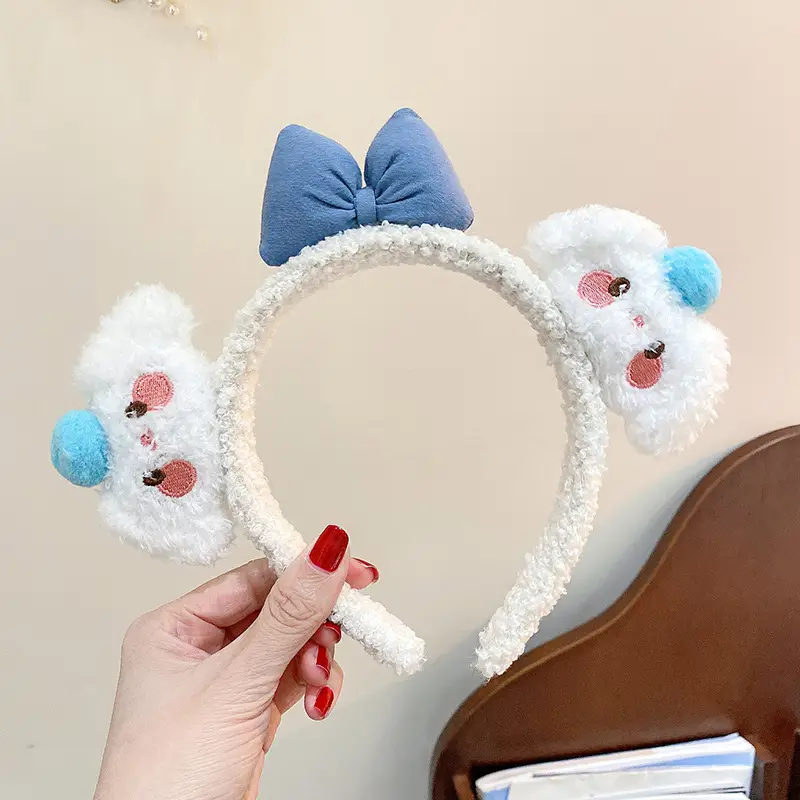 Plush Bear Ears Face Wash Headband Pink Winter 2022