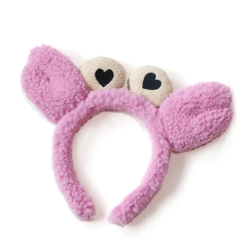 Plush Bear Ears Face Wash Headband Pink Winter 2022