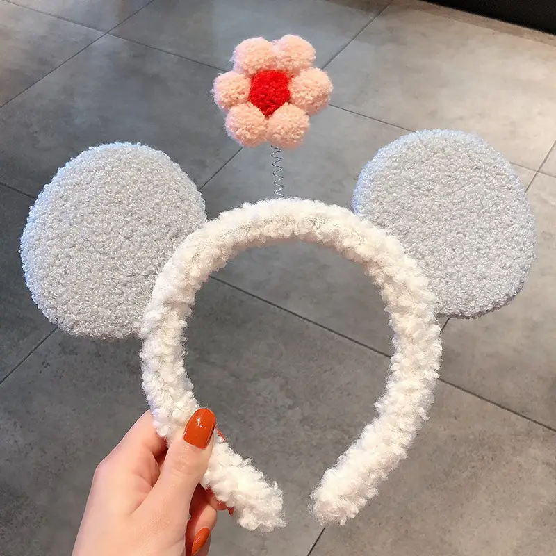Plush Bear Ears Face Wash Headband Pink Winter 2022