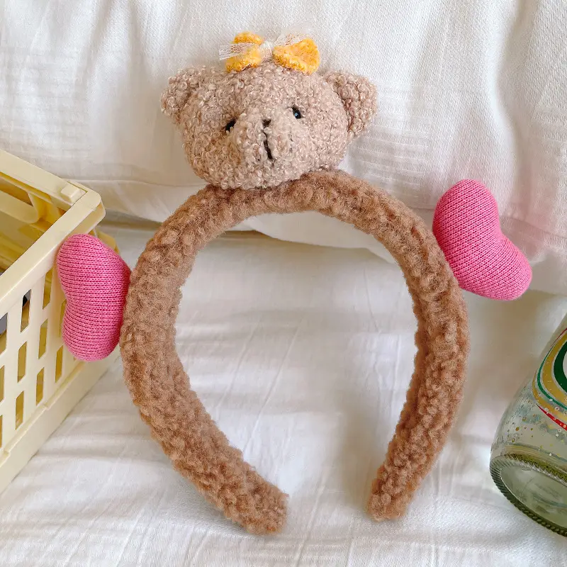 Plush Bear Ears Face Wash Headband Pink Winter 2022