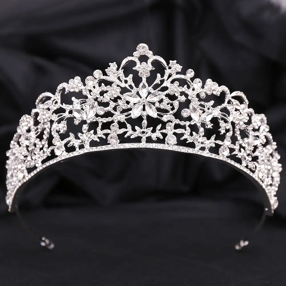 Wedding Crown with Rhinestone & Rose Gold Inlay - Image 4