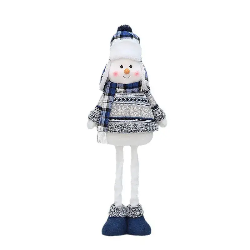Christmas Blue Retractable Snowman Doll with Hat