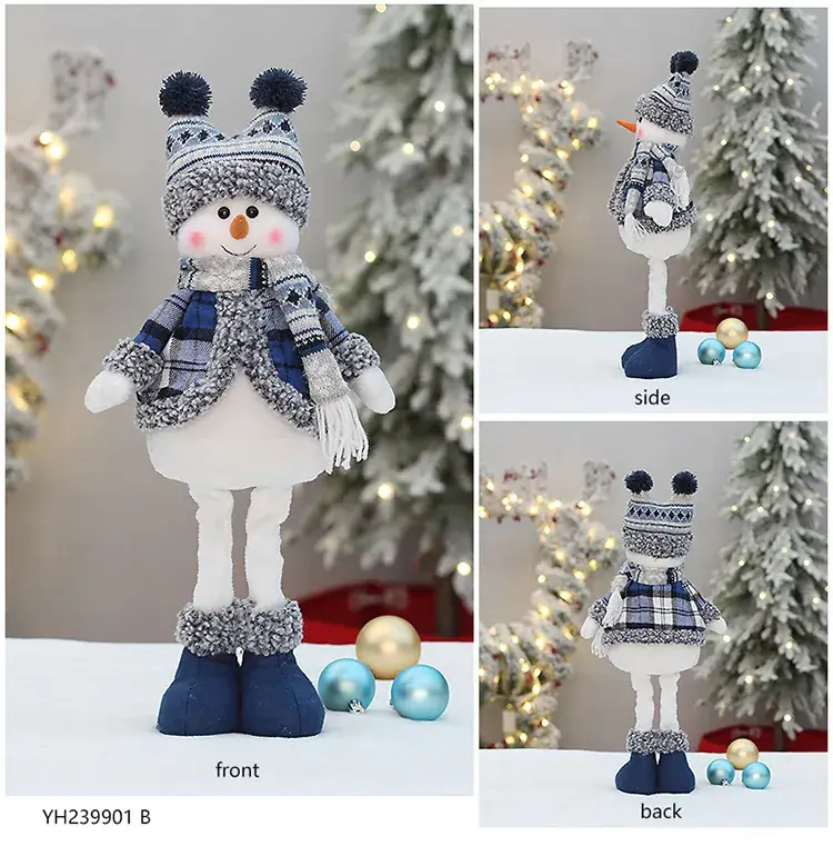 Christmas Blue Retractable Snowman Doll with Hat — feature 10