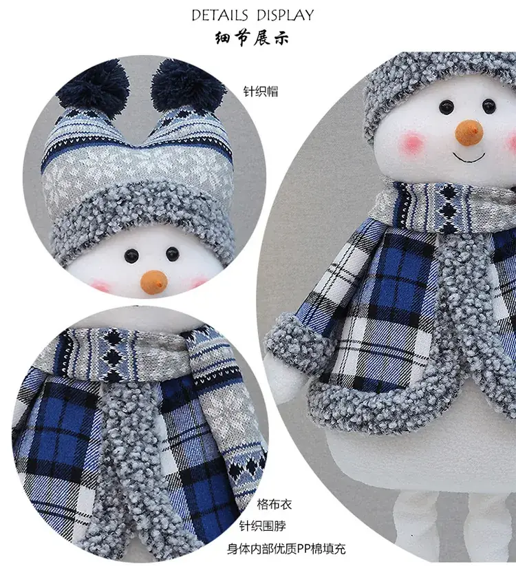Christmas Blue Retractable Snowman Doll with Hat — feature 11