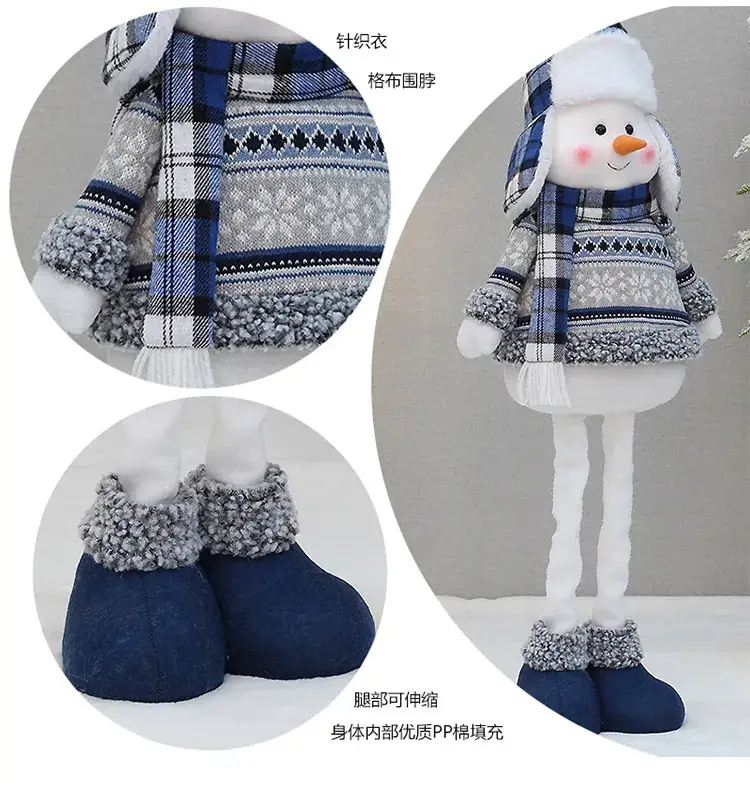 Christmas Blue Retractable Snowman Doll with Hat — feature 12