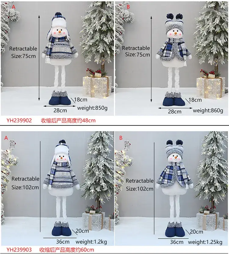 Christmas Blue Retractable Snowman Doll with Hat — feature 8