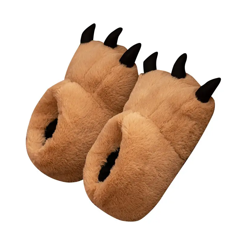 Card Tong Xiong Paw Stuffed Cotton Shoes Big Feet Winter Indoor Slippers Can Love Cat Claw Christmas Home Warm Heel Shoes - Image 7