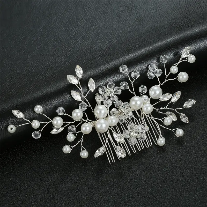 Pearl Flower Hair Combs for Bridal Wedding Crown Accessories