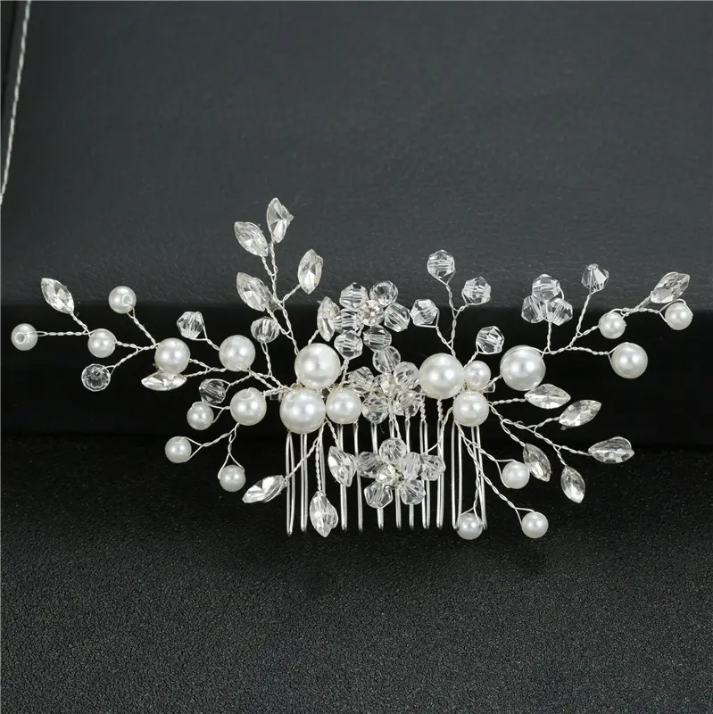 Pearl Flower Hair Combs for Bridal Wedding Crown Accessories