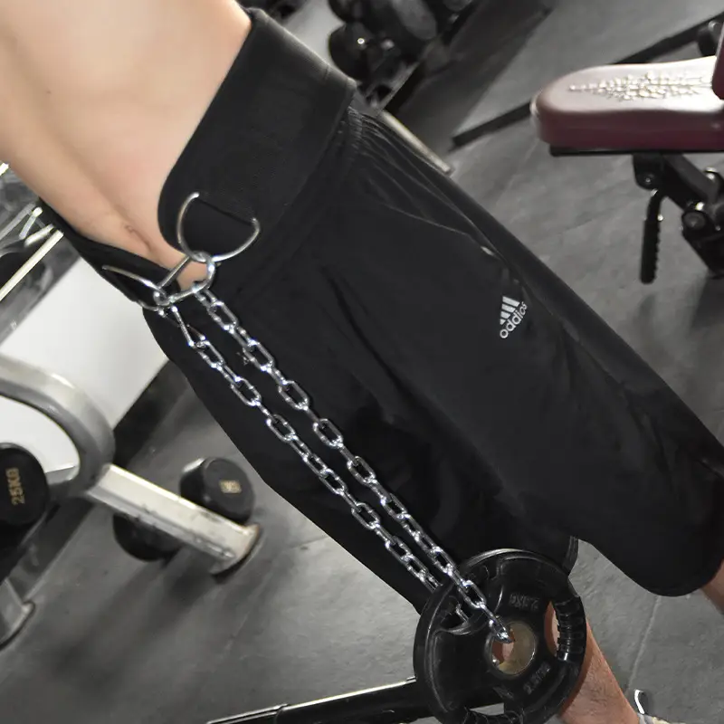 Men's Black Pull-Up Chain Belt for Gym Training
