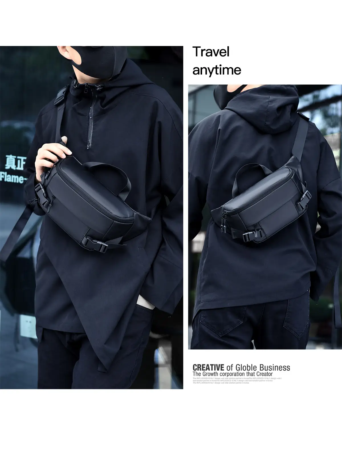 Men's Black Crossbody Sports Bag Lightweight Portable — feature 15