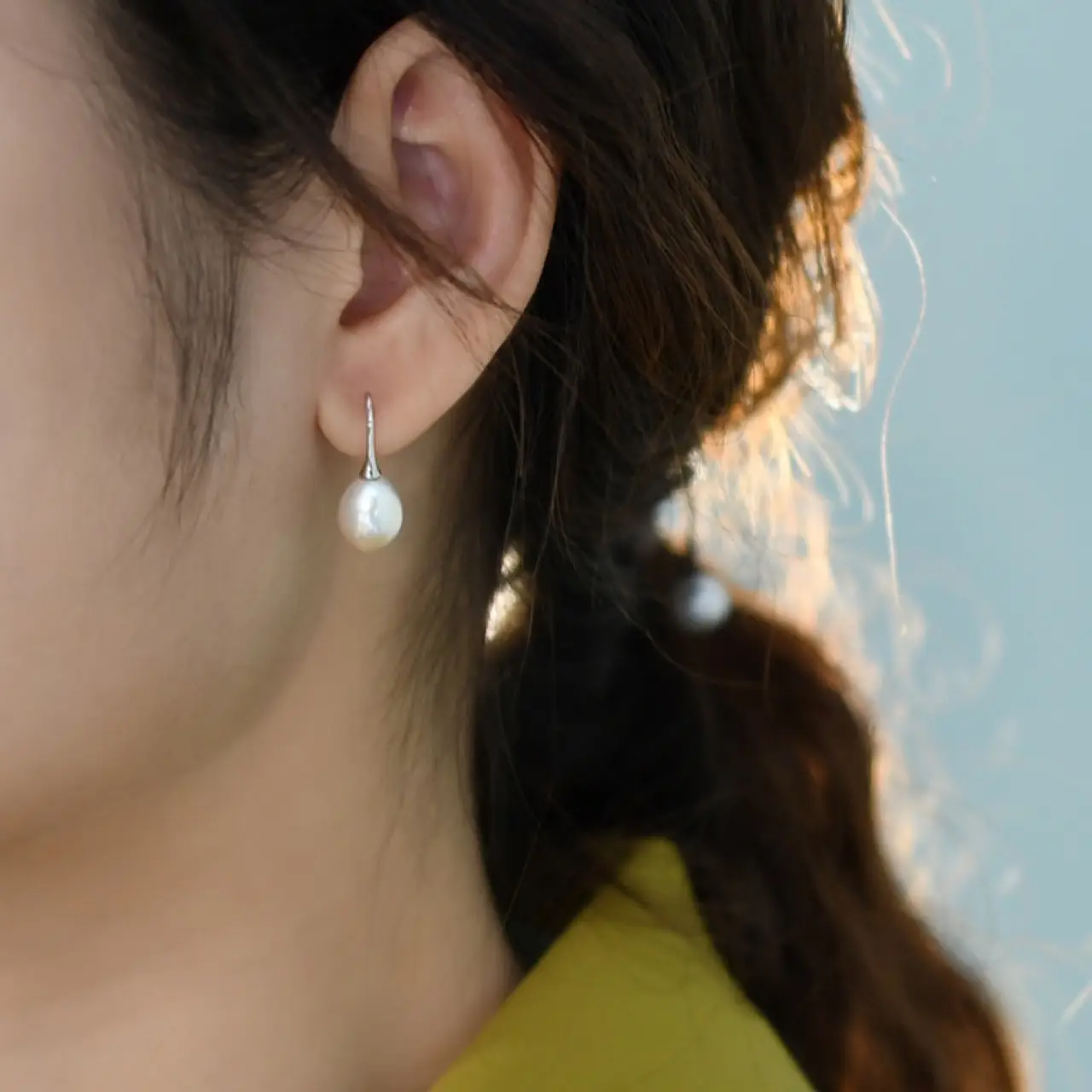 Natural Freshwater Pearl Earrings Women's S925 Silver - Image 3