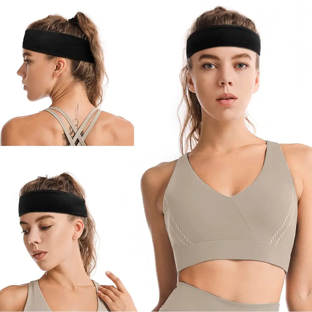 European and American simple sports hair band running sports antiperspirant yoga headband unisex solid color single ring hair band - Image 28