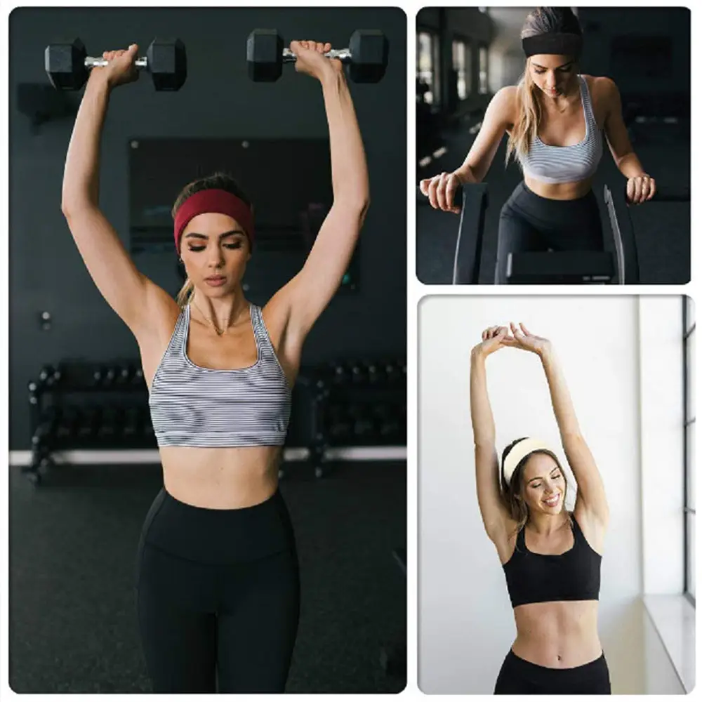 European and American simple sports hair band running sports antiperspirant yoga headband unisex solid color single ring hair band - Image 29