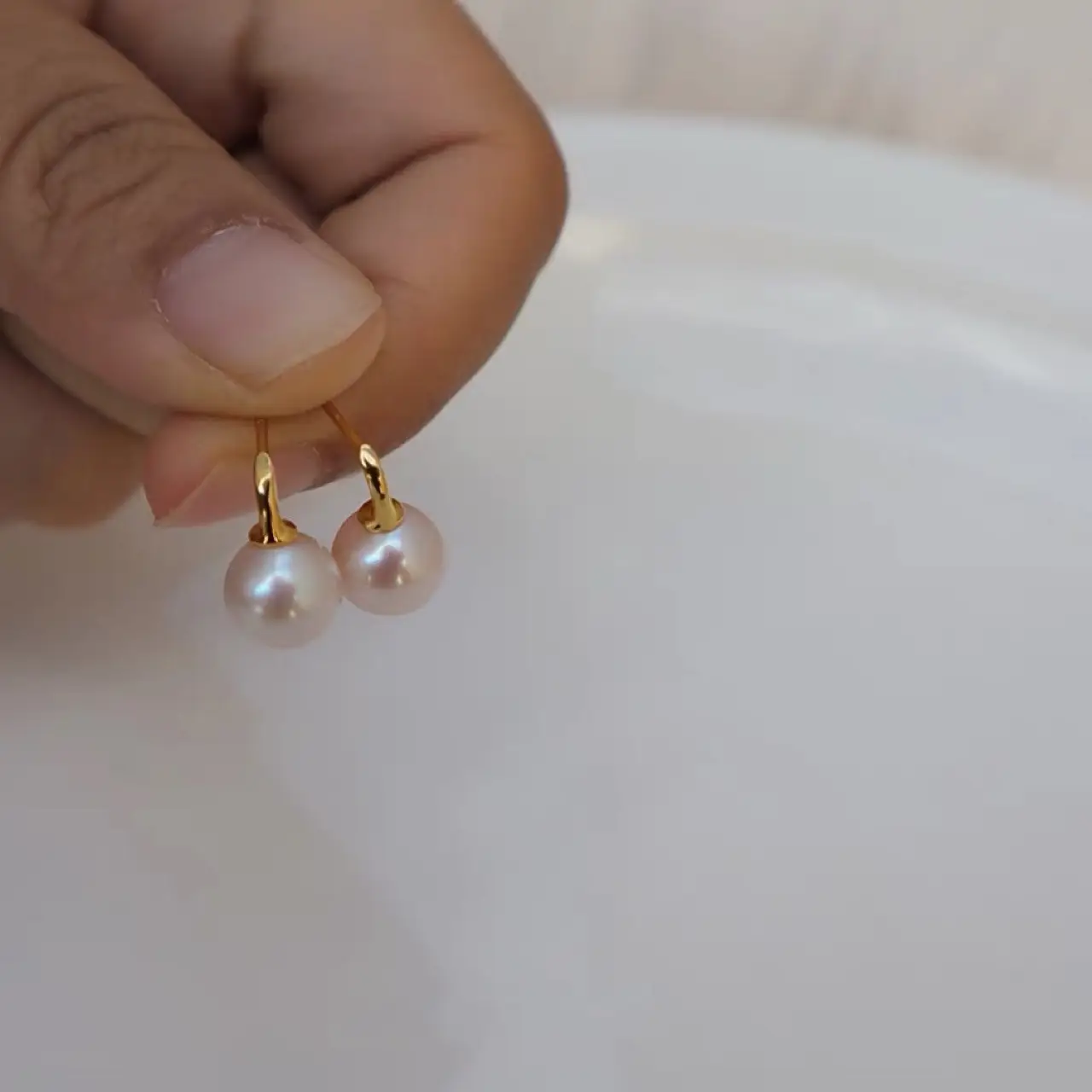 Retro Pearl Stud Earrings 925 Silver Gold Plated