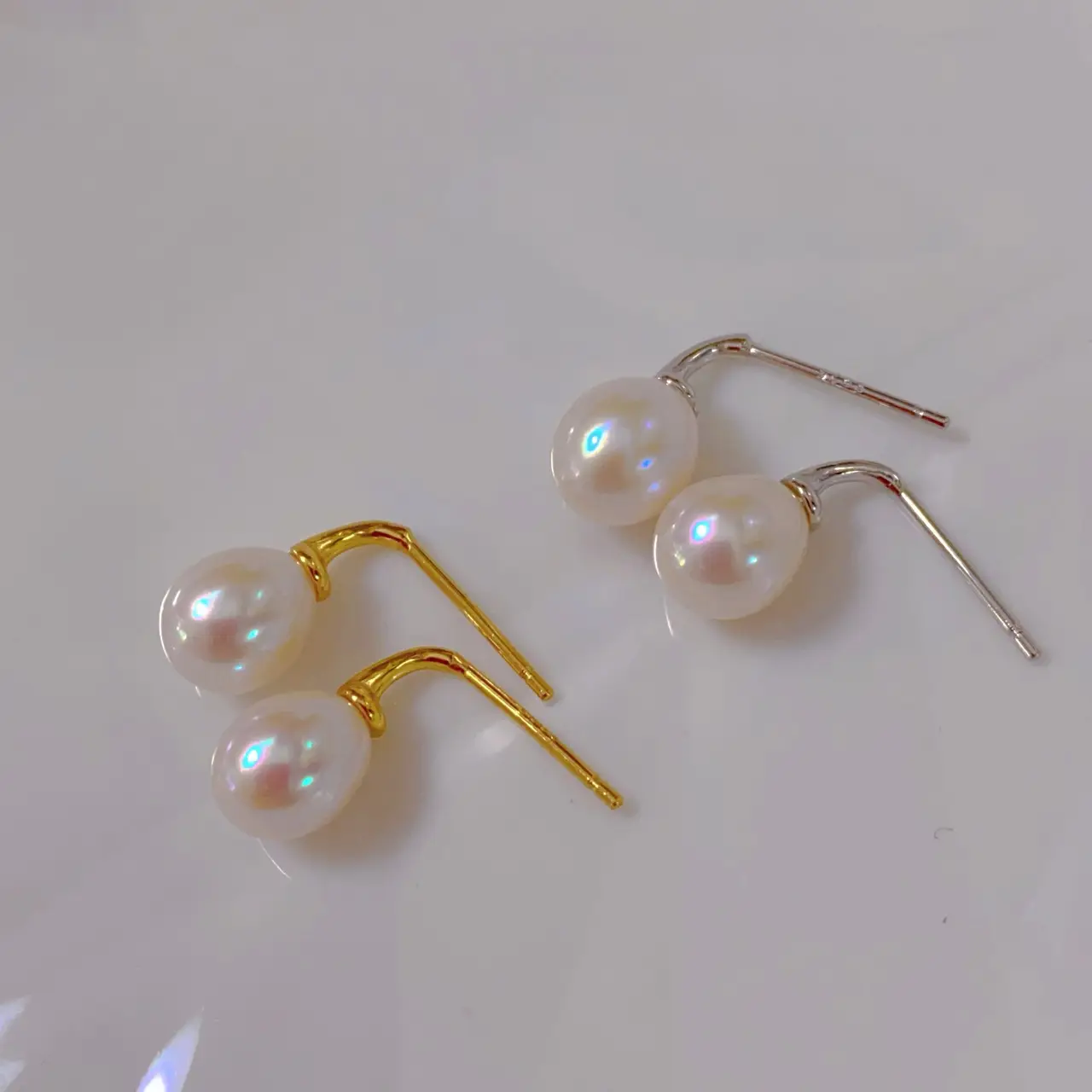 Retro Pearl Stud Earrings 925 Silver Gold Plated — feature 5
