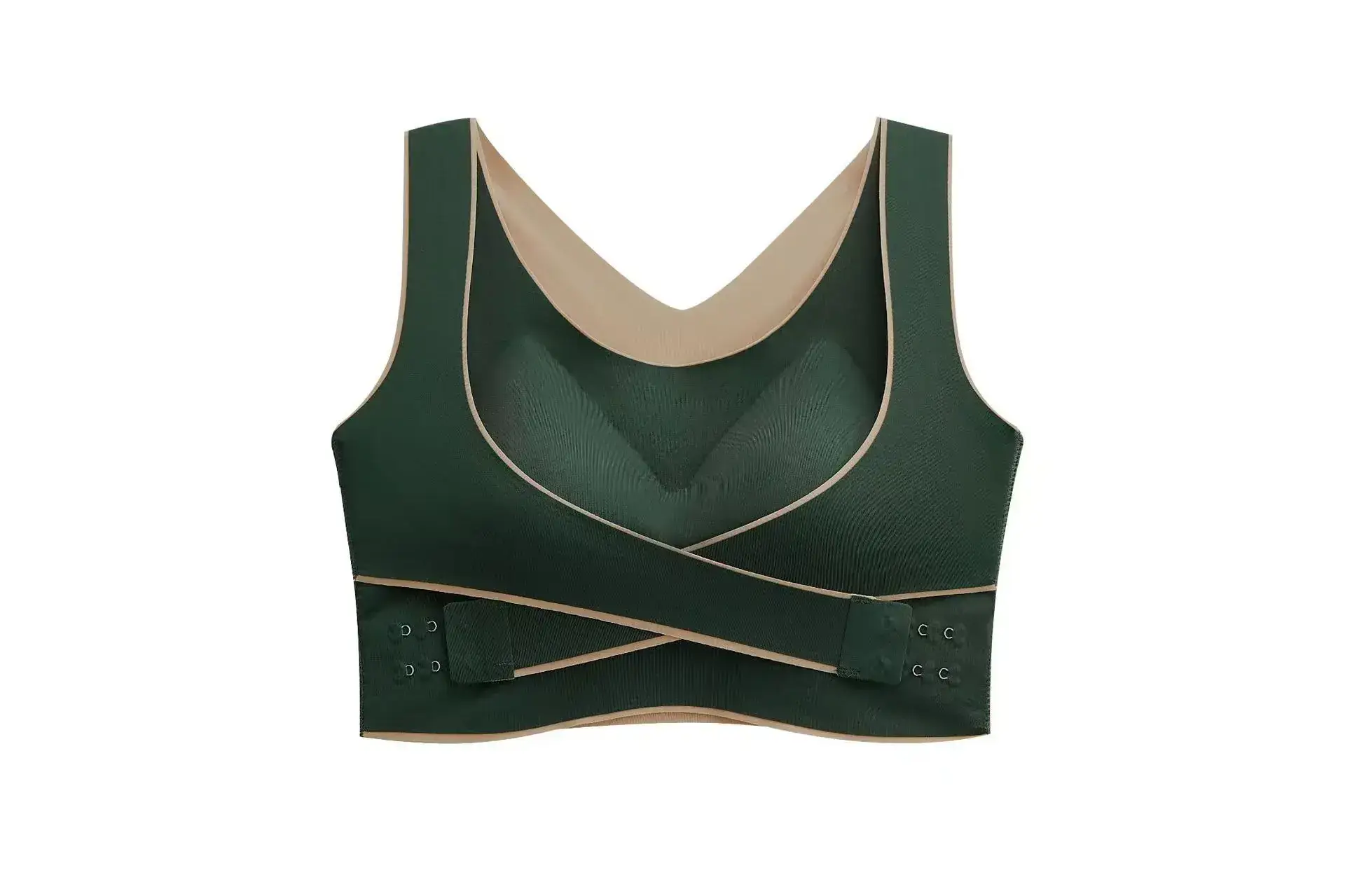 Green Backless Sports Bra for Plus Size Humpback Shaping - Image 9