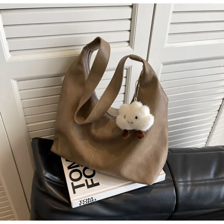 Brown One-Shoulder Bucket Bag for Women — feature 11