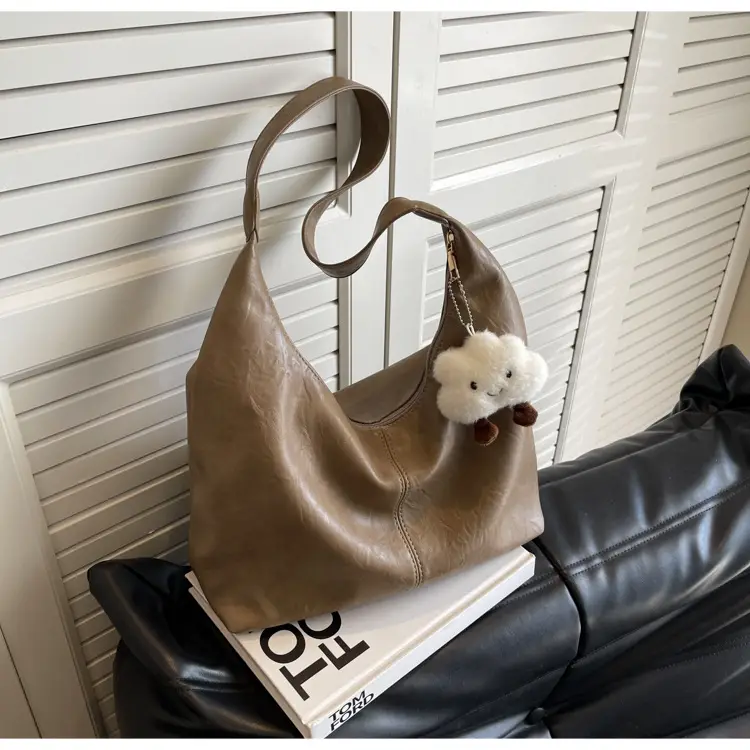 Brown One-Shoulder Bucket Bag for Women — feature 12