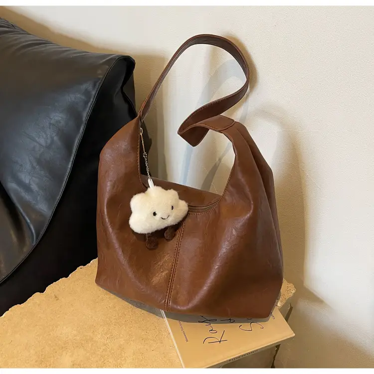 Brown One-Shoulder Bucket Bag for Women — feature 13