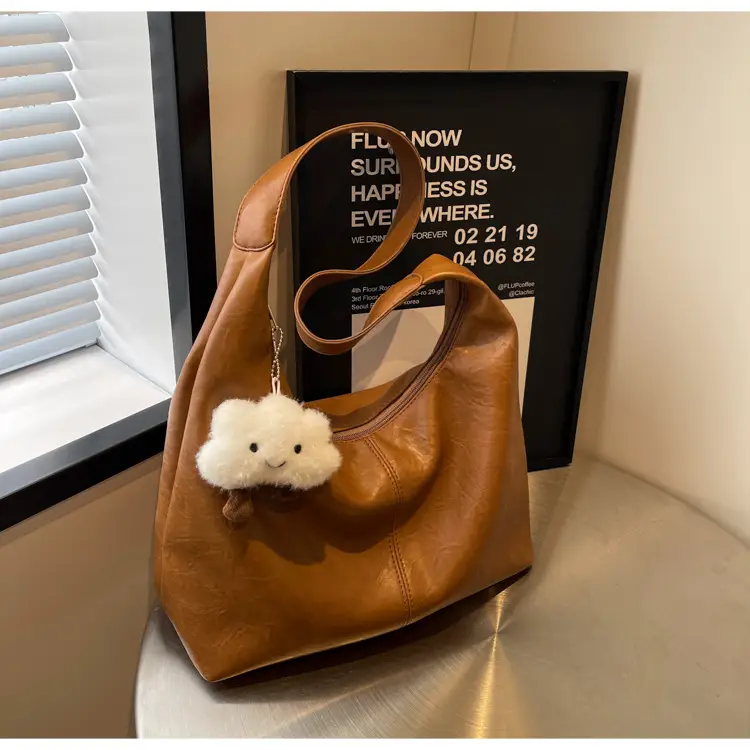 Brown One-Shoulder Bucket Bag for Women — feature 16
