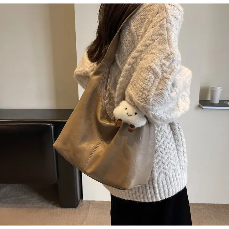 Brown One-Shoulder Bucket Bag for Women — feature 17