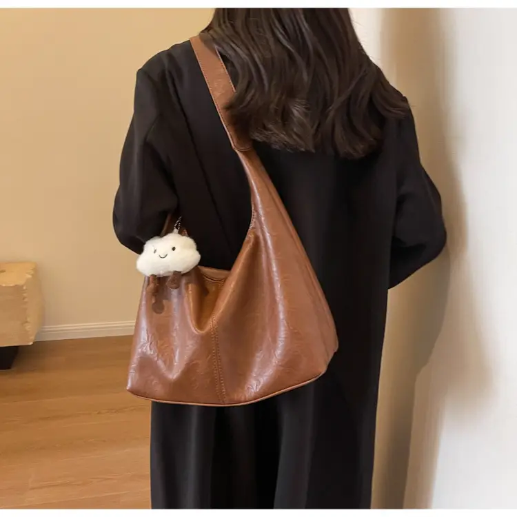 Brown One-Shoulder Bucket Bag for Women — feature 24