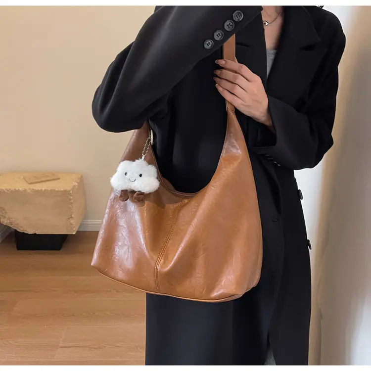 Brown One-Shoulder Bucket Bag for Women — feature 25