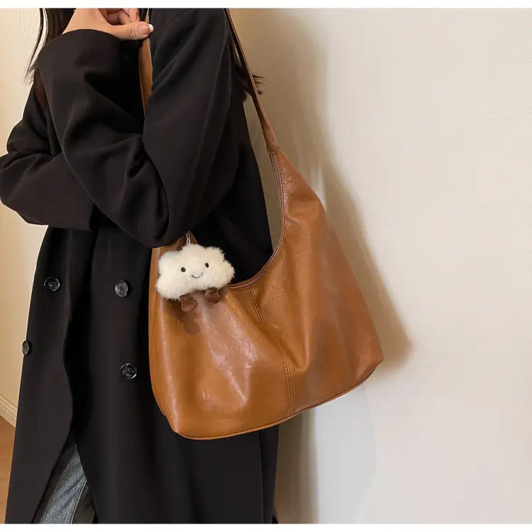 Brown One-Shoulder Bucket Bag for Women — feature 26